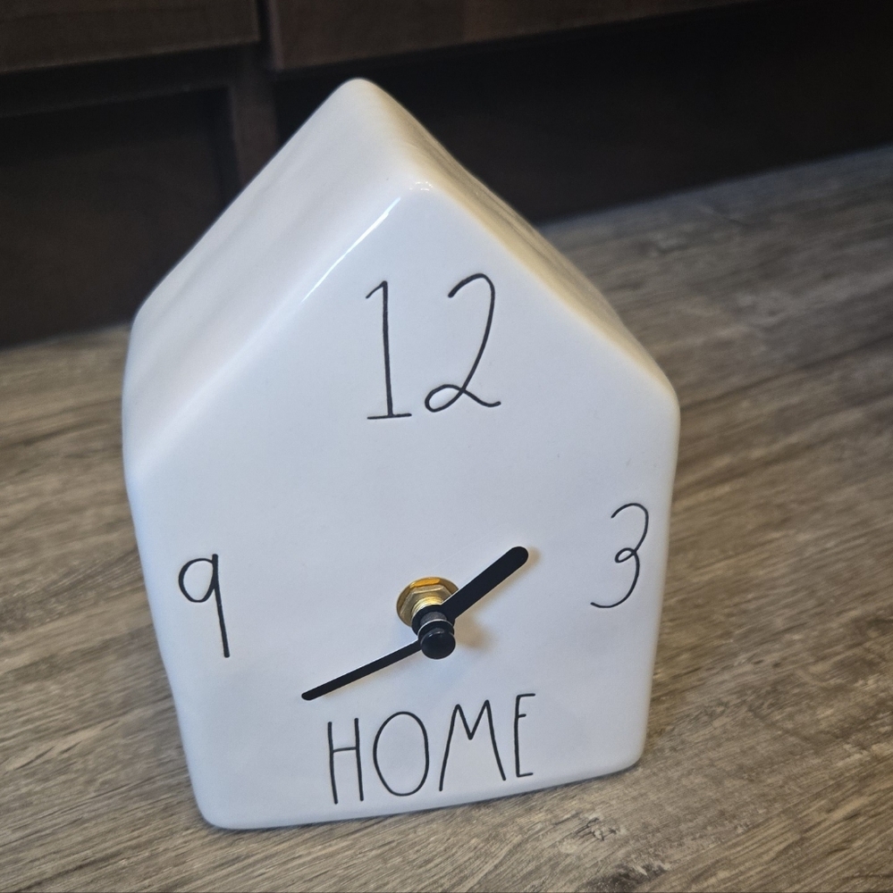 Rae Dunn White and Black House-Shaped Wall Clock
